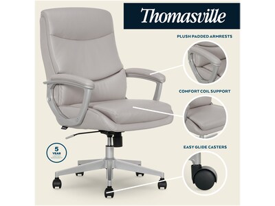 Thomasville Furniture Josephine Ergonomic Bonded Leather Swivel Manager Chair, Gray (60071-LGRY)