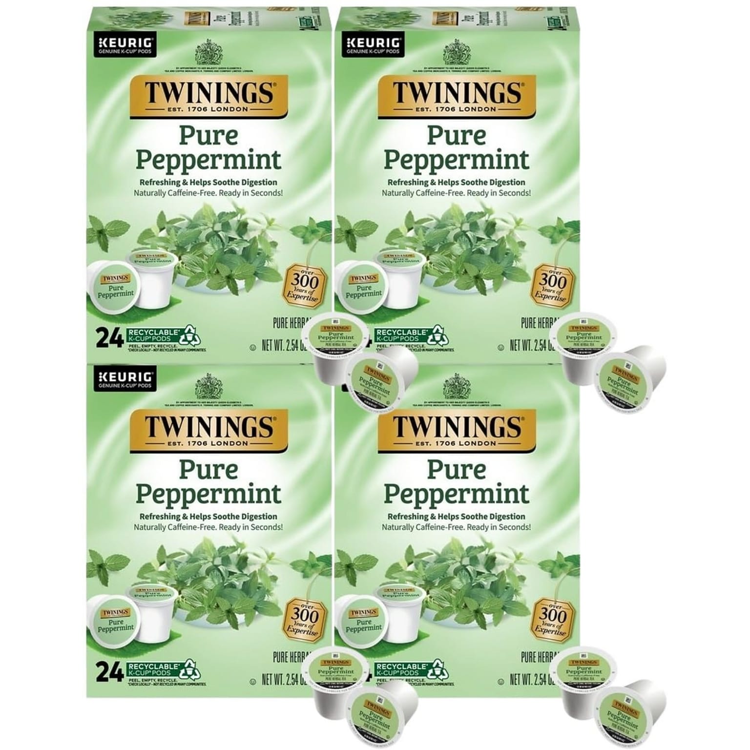 Twinings Pure Peppermint Herbal Tea, Keurig® K-Cup® Pods, 96/Carton (TNA85813CT)