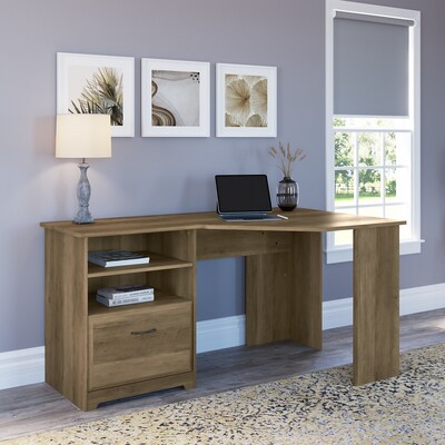 Bush Furniture Cabot 60W Corner Desk with Storage, Reclaimed Pine (WC31515-03K)