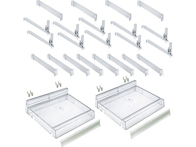 Azar 2.63 x 12 Pegboard 5-Compartment Cosmetic Tray, Clear, 2/Pack (225830-SHORT-CLR-2PK)