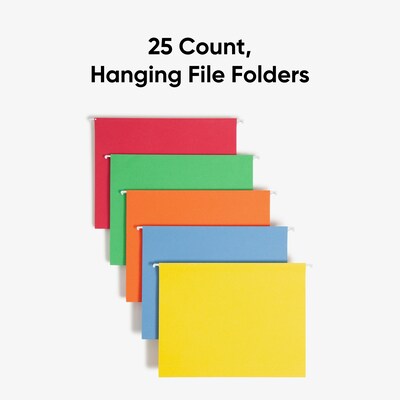 Smead Hanging File Folders, 1/5-Cut Tab, Letter Size, Assorted Colors, 25/Box (64059)