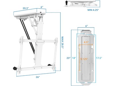 Mount-It! Full-Motion Motorized Ceiling TV Mount, 77 Lbs. Max. (MI-4224W)