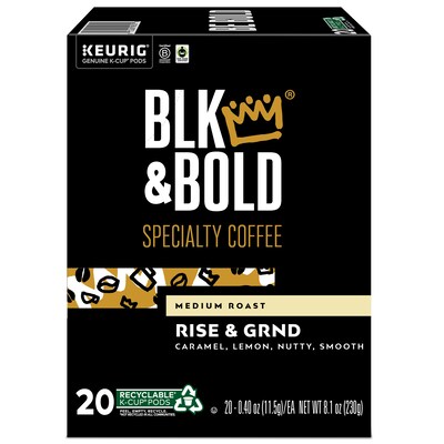 BLK & Bold Rise & GRND Coffee Keurig® K-Cup® Pods, Medium Roast, 20/Box (OKB90055)