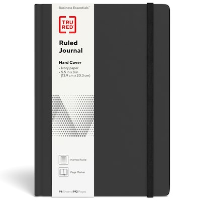 TRU RED™ Medium Hard Cover Ruled Journal, 5 1/2 x 8, Black (TR54769)