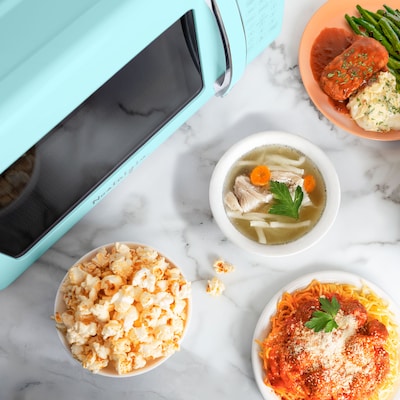 Nostalgia Retro 0.7 cu. ft. Countertop Microwave, Aqua (NRMOPMSW7AQ6A)