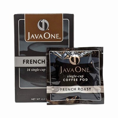 JavaOne French Roast Coffee Soft Pods, Dark Roast, 84/Carton (JTC30806CT)