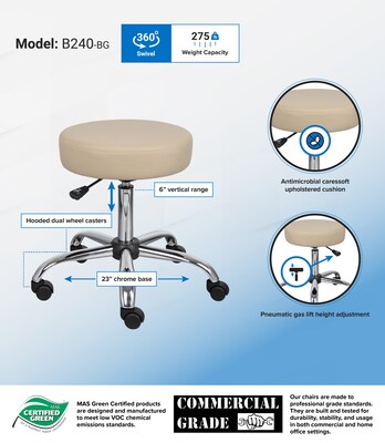 Boss Backless Medical Stool, Beige (B240-BG)
