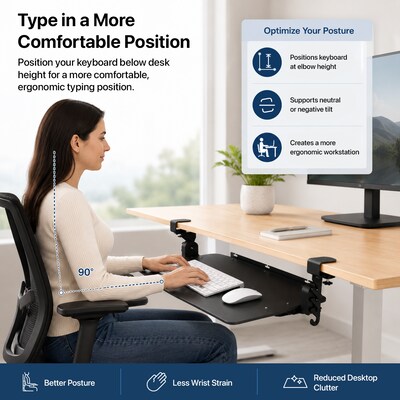 Uncaged Ergonomics KT4 Clamp-On Adjustable Under-Desk Keyboard Tray, Black
