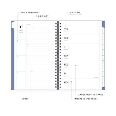 2026-2027 Blue Sky Sincerely Jules Sincerely Blue 5 x 8 Academic Year Weekly & Monthly Planner, Plastic Cover, Blue (161392)