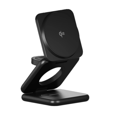CODi Qi2 Folding Wireless Charging Stand for iPhone, Apple Watch & Wireless Earbuds, Black (PWRC-31Q2)