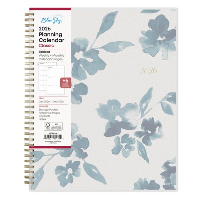 2026 Blue Sky Bakah 8.5 x 11  Weekly & Monthly Planner, Plastic Cover, Multicolored (137261-26)