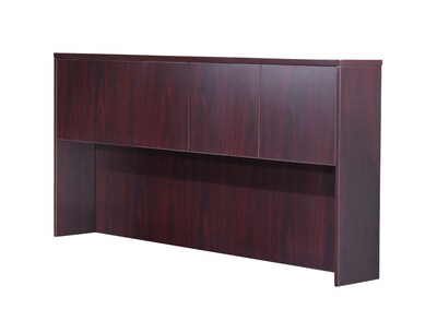 Boss Office Products 66" Desk and Credenza with Hutch and 2 File Pedestals, Mahogany (GROUPA16-M)