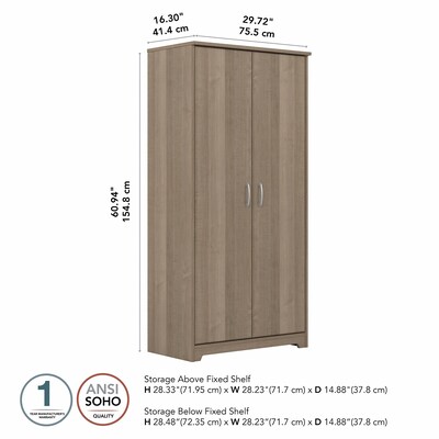 Bush Furniture Cabot 61"H Tall Storage Cabinet with 4 Shelves, Ash Gray (WC31299)