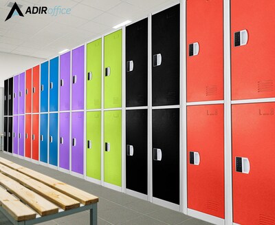 AdirOffice 72"H 2-Tier Red Storage Locker (ADI629-202-RED-DL)