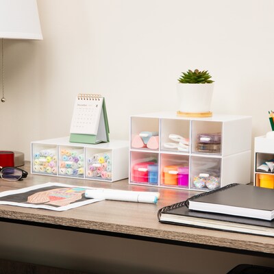 Mind Reader 9-Compartment Plastic Desk Organizer, White (BOX9-WHT)