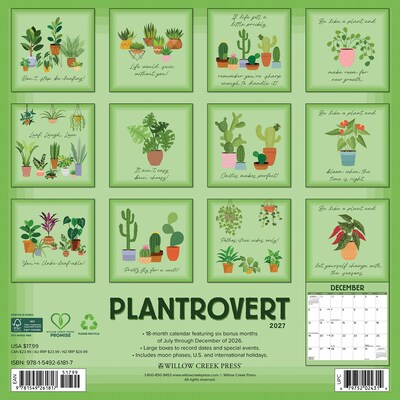 2027 Willow Creek Plantrovert 12 x 12 Monthly Wall Calendar, Assorted Colors (61817)