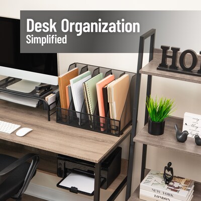 Mind Reader 5-Compartment Metal File Organizer, Black (JMAG5C-BLK)