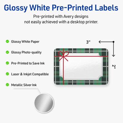 Avery Rectangle Multipurpose Labels, 2 x 3, White, 80/Pack (19479370408)