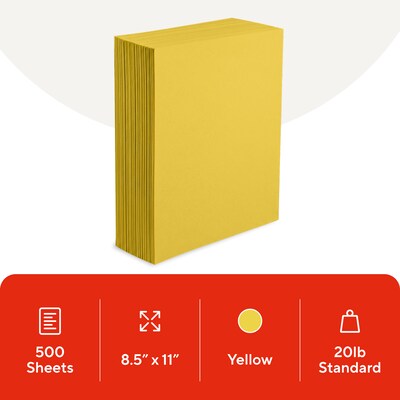 Staples Brights Multipurpose Colored Paper, 20 lbs., 8.5 x 11, Fluorescent Yellow, 500/Ream (25204)