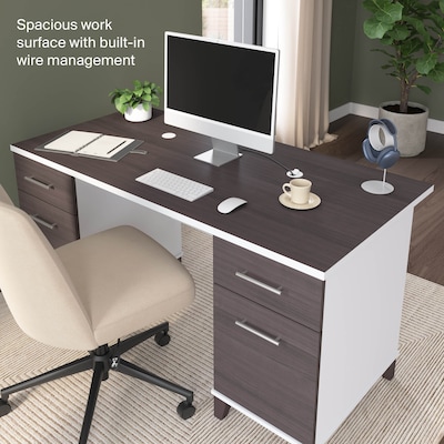Bush Home Somerset 60" W Office Computer Desk with Drawers, Storm Gray (WC81028K)