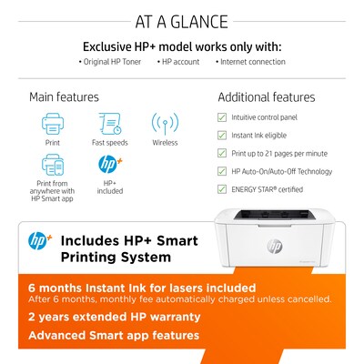 HP LaserJet M110we Wireless Black & White Printer Includes 6 Months of FREE Toner with HP+ (7MD66E)