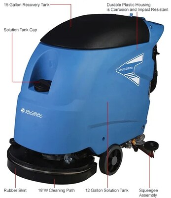 Global Industrial Electric Walk-Behind Auto Floor Scrubber, 18" Cleaning Path (641250)