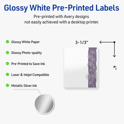 Avery Laser/Inkjet Rectangle Multipurpose Labels, 4 x 3-1/3, White, 40/Pack (S00-F4P)