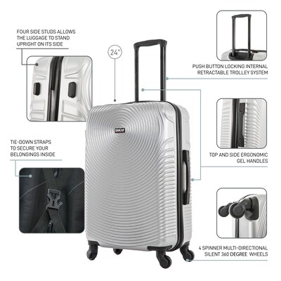 DUKAP Inception 25.98 Hardside Suitcase, 4-Wheeled Spinner, TSA Checkpoint Friendly, Silver (DKINC00M-SIL)