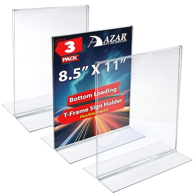 Azar Document Holder, Desktop/Countertop, Bottom Loading Plastic, 3/Pack (152430-3PK)