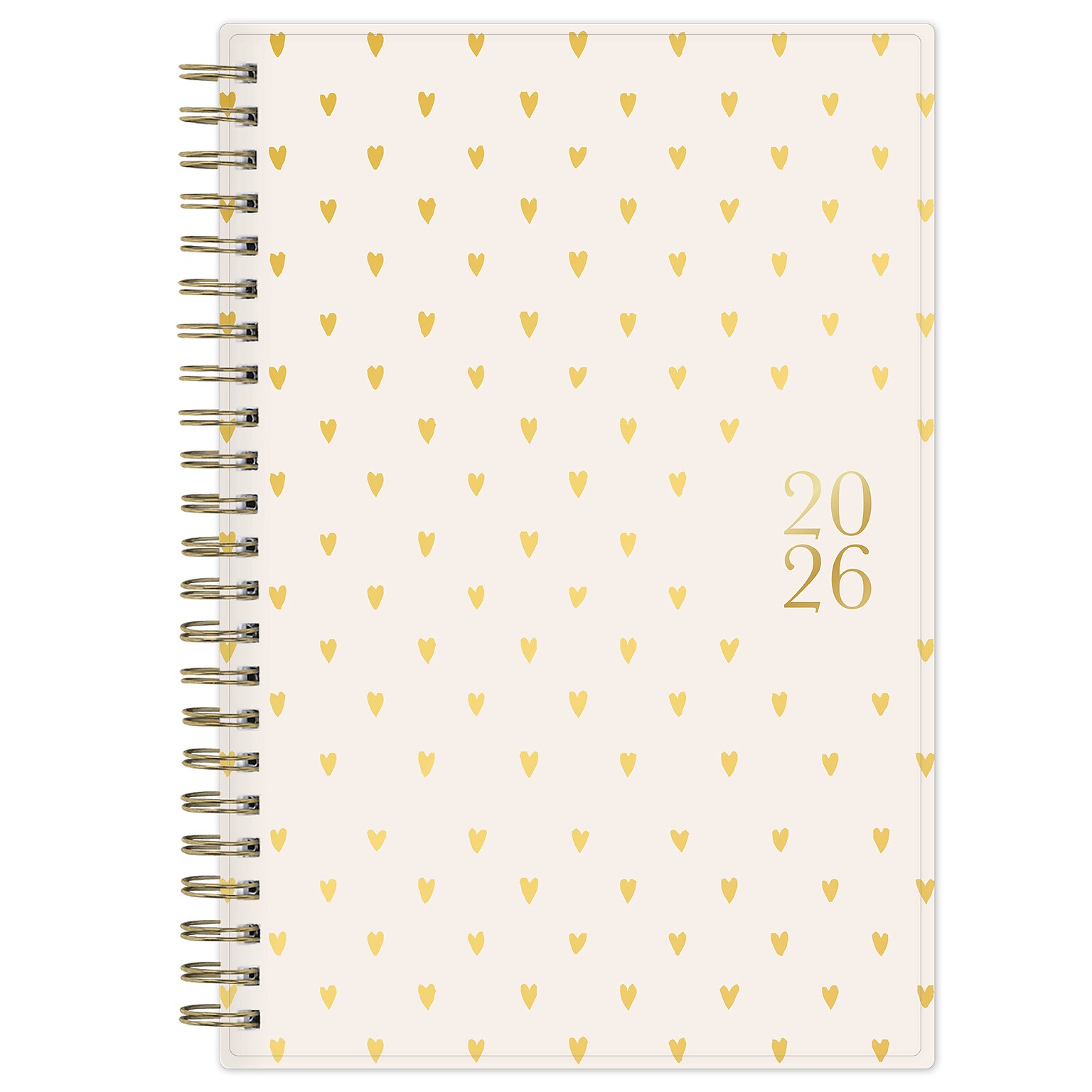 2026 Blue Sky Bespoke Letterpress Cream Hearts 5 x 8 Calendar Year Weekly & Monthly Planner, Plastic Cover (156228)