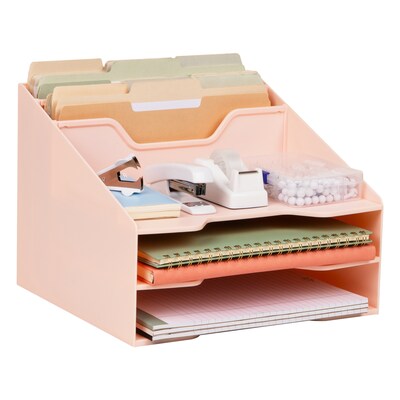 Mind Reader 5-Compartment Plastic Desk Tray, Pink (ANCHBOX5-PNK)