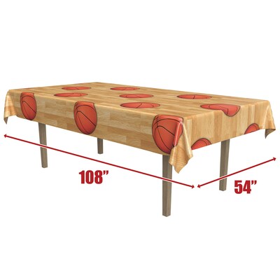 Beistle Basketball Plastic Tablecover, Multicolor, 3/Pack (53931)
