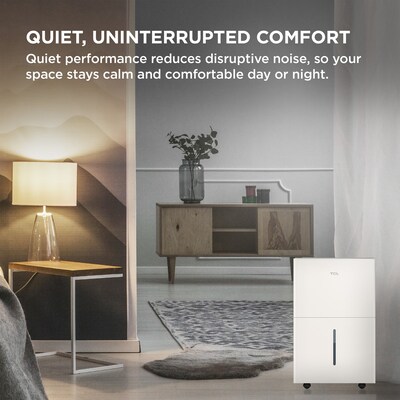 TCL 25-Pint Portable Dehumidifier, WiFi Enabled, 3-Speed, Covers up to 2000 sq. ft., White (T25DC9R)
