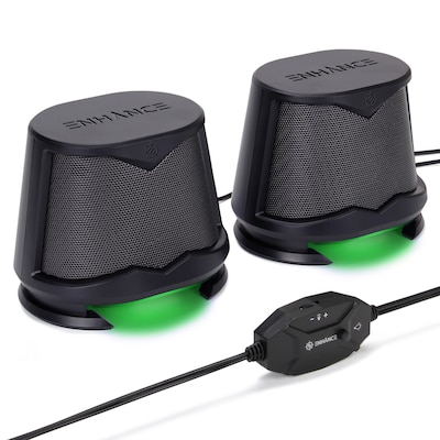 ENHANCE SB2 Computer Speaker System, Black/Green LEDs (ENPCSB2100GNWS)