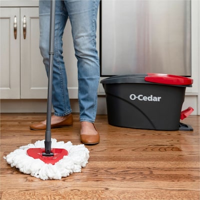 O-Cedar EasyWring Spin Mop & Bucket Kit, Black/Red (148473)