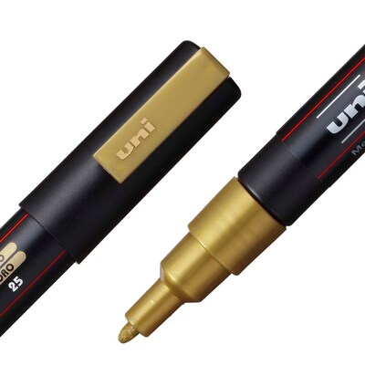 POSCA PC-3M Water Based Paint Marker, Fine Bullet Tip, Gold, 3/PK (UBCPC3MGOLD-3)