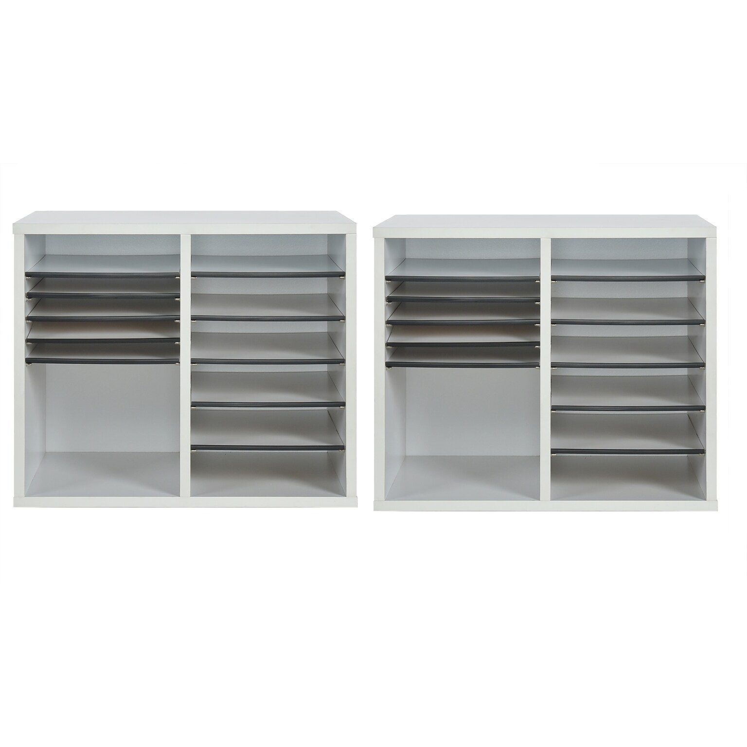 AdirOffice 500 Series 12-Compartment Literature Organizers, 20 x 11.8, White, 2/Pack (500-12-WHI-2PK)