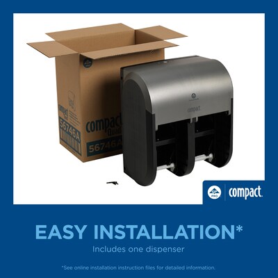 Georgia-Pacific Compact 4-Roll Quad Coreless Toilet Paper Dispenser, Silver (56746A)