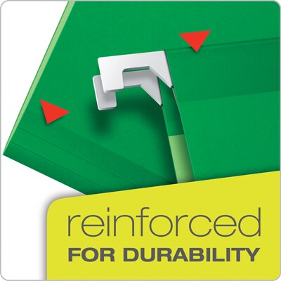 Pendaflex Ready-Tab Premium Reinforced Hanging File Folder, 5-Tab, Letter, Bright Green, 25/Box (42626)