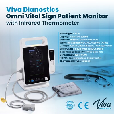 Viva Comfort Health Monitoring Device Omni Spot Vital Sign Monitor with Thermometer, White (ADI913-M-1-MK)