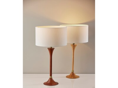 Adesso Rebecca Incandescent/LED Table Lamp, Natural Rubberwood/White (1600-12)
