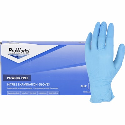 ProWorks Powder-Free Nitrile Exam Gloves, Blue, X-Large, 100/Box, 10 Boxes/Carton (HOSGLN135FX)