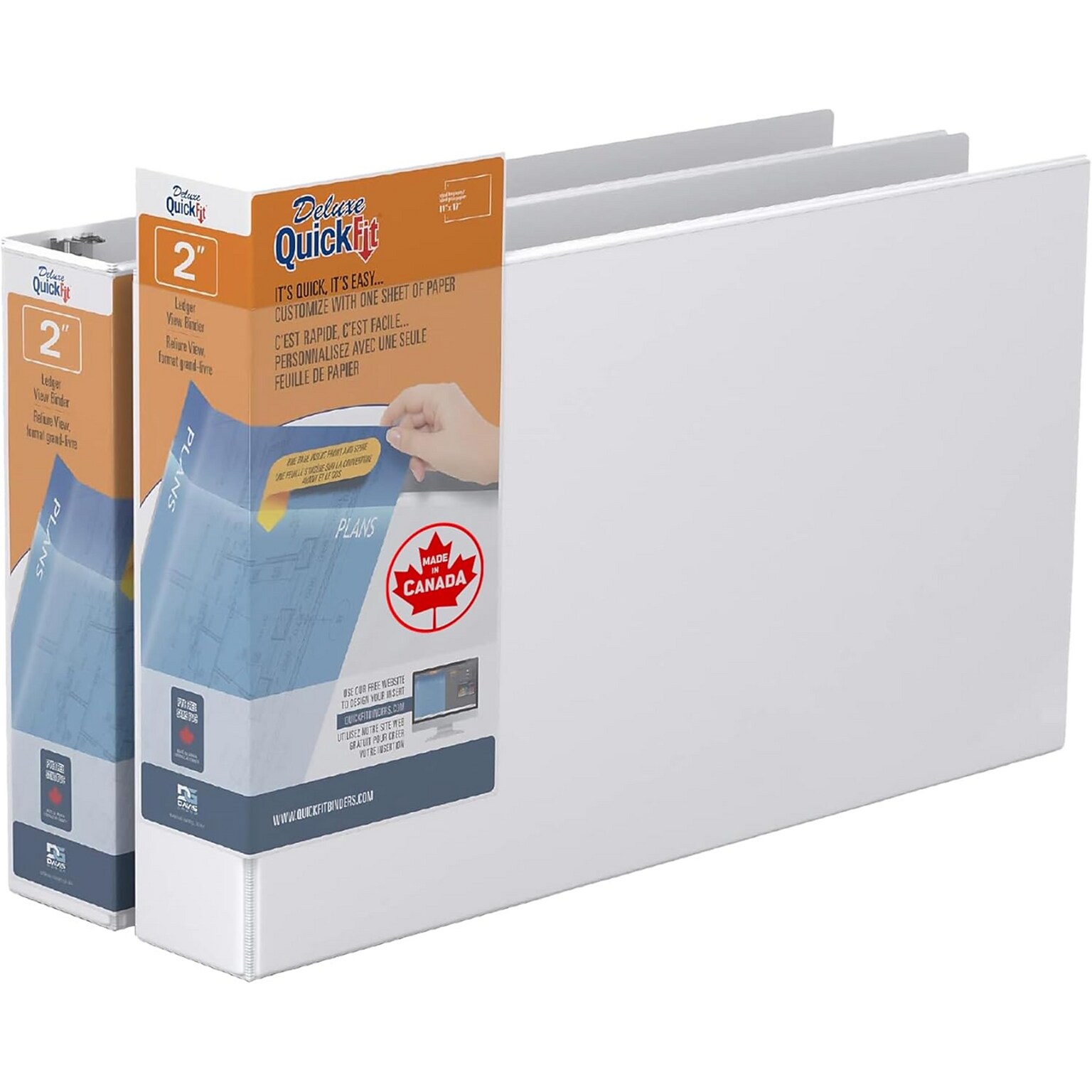 Davis Group QuickFit Heavy Duty 2 3-Ring Standard Binders, D-Ring, White, 2/Pack (94030-02)
