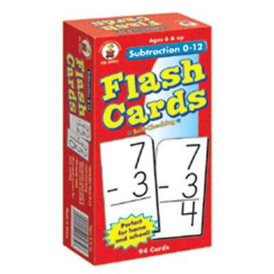 Subtraction 0-12 Flash Cards