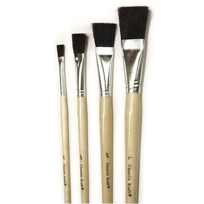 Stubby Black Bristle Easel Brushes, Assorted, 4/pkg