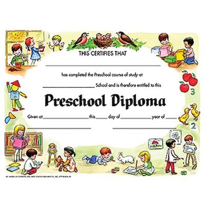 Hayes Preschool Diploma, 8.5 x 11, Pack of 30 (H-VA206CL)