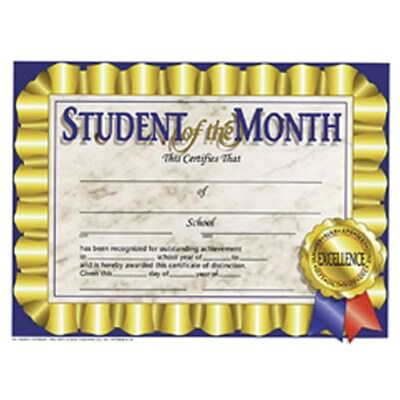 Hayes Student of the Month Certificate, 8.5 x 11, Pack of 30 (H-VA528)