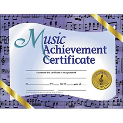 Hayes Music Achievement Certificate, 8.5 x 11, Pack of 30 (H-VA536)