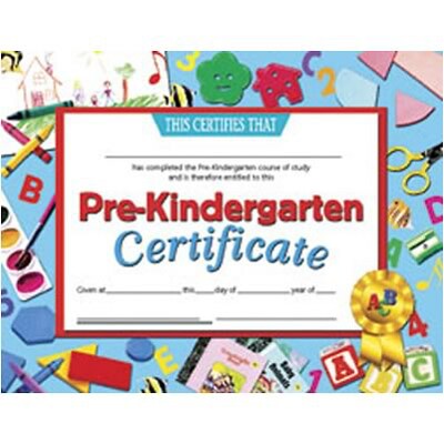 Hayes Pre-Kindergarten Certificate, 8.5 x 11, Pack of 30 (H-VA699)