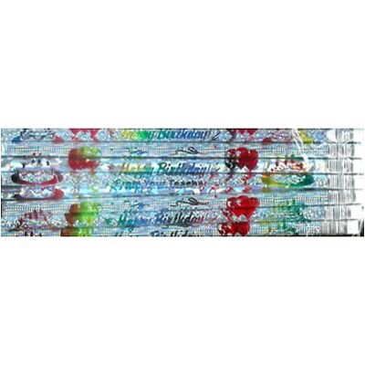 J.R. Moon Happy Birthday from Your Teacher Motivational Pencil, Pack of 12 (JRM7500B)